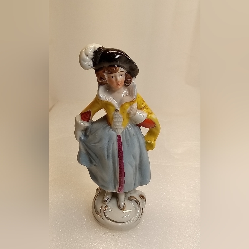 VTG Goldcastle Fancy Victorian Lady W/Feather Plume In Hat #C206 CHIKUSA Japan